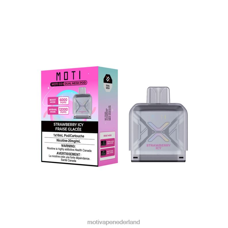 aardbei ijskoud - Moti vape review - MOTI Go Pro wegwerpbare capsule 0L06N95